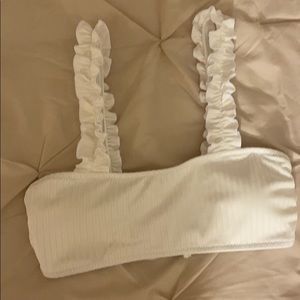 White Ruffle Ribbed Bikini